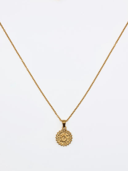 The Talisman Collection 'O' Initial 18k Gold Plated Stainless Steel Ball Trim Pendant Necklace.