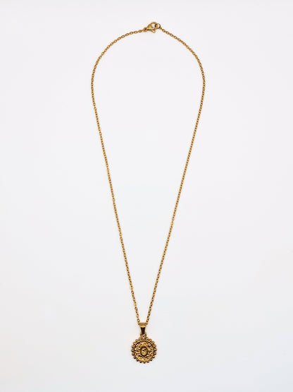 The Talisman Collection 'O' Initial 18k Gold Plated Stainless Steel Ball Trim Pendant Necklace.