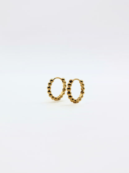 The Bonnie Essentials 18k Gold Plated Tarnish-Free Beaded Huggie Hoop Earrings