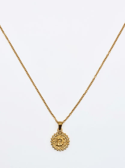 The Talisman Collection 'D' Initial 18k Gold Plated Stainless Steel Ball Trim Pendant Necklace.