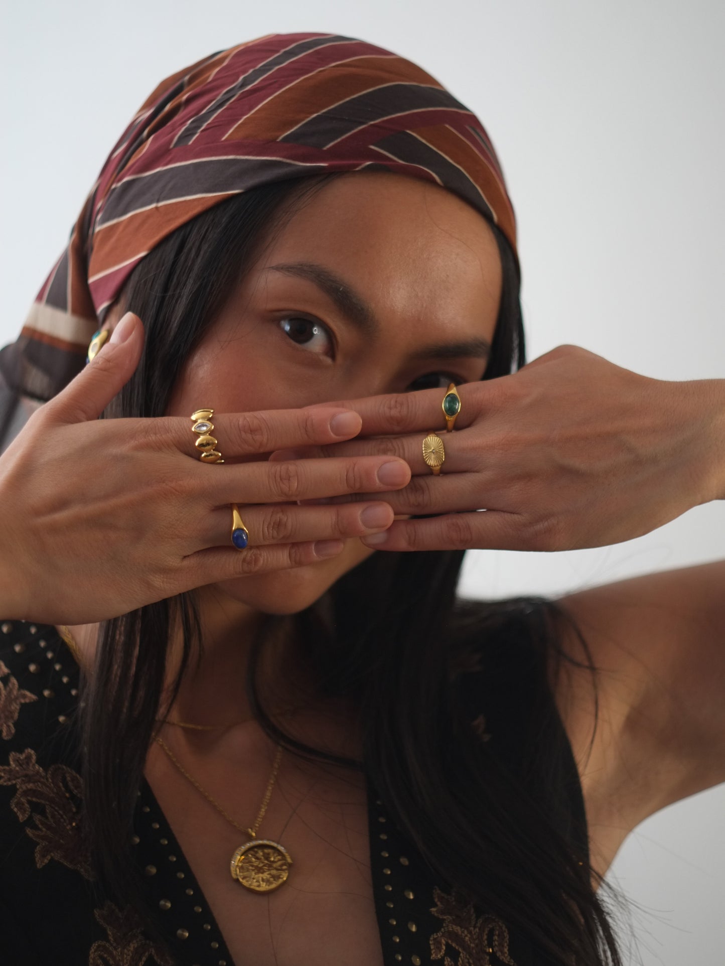 The Talisman Collection 18k Gold Plated Tarnish-Free Unakite Semi-Precious Stone Ring