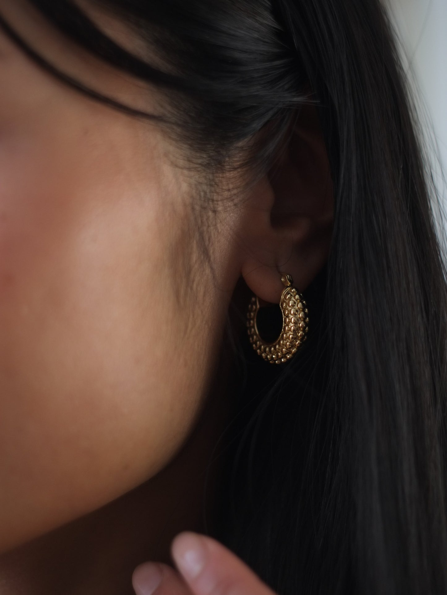 The Talisman Collection 18k Gold Plated Tarnish-Free Beaded Chunky Hoop Earrings