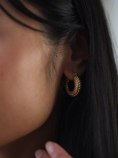 The Talisman Collection 18k Gold Plated Tarnish-Free Beaded Chunky Hoop Earrings