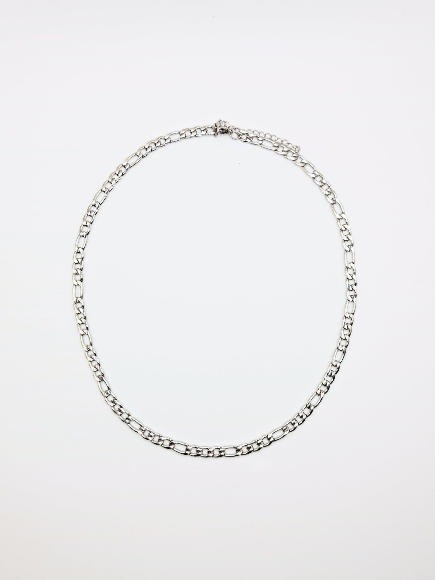 The Felix Set Silver Finish Tarnish-Free Figaro Chain Necklace & Bracelet