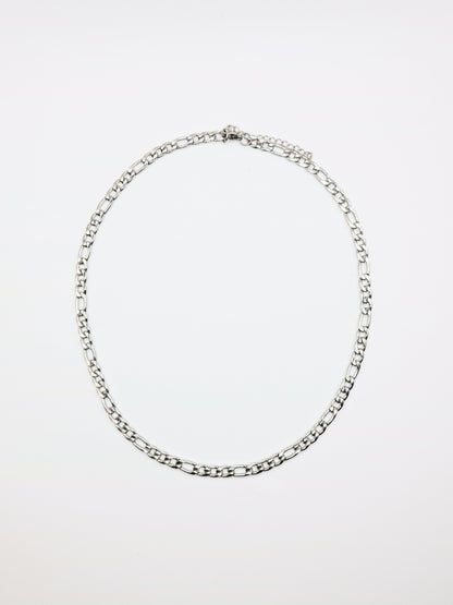 The Felix Set Silver Finish Tarnish-Free Figaro Chain Necklace & Bracelet