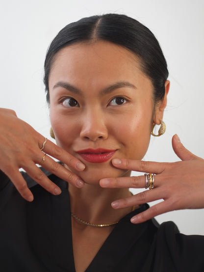 The Illusion Two Tone 18k Gold Plated Tarnish-Free Linked Crystal Pave Stacking Rings