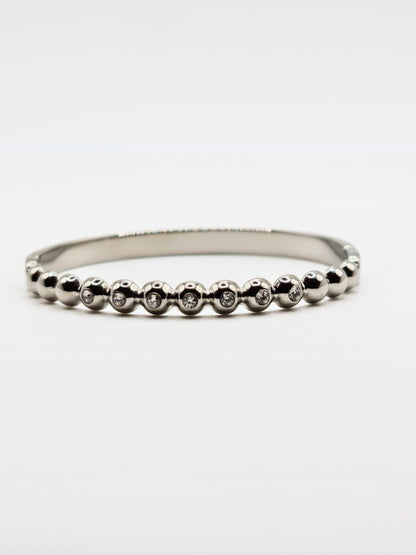The Talisman Collection Silver Finish Tarnish-Free Beaded Crystal  Bangle Bracelet