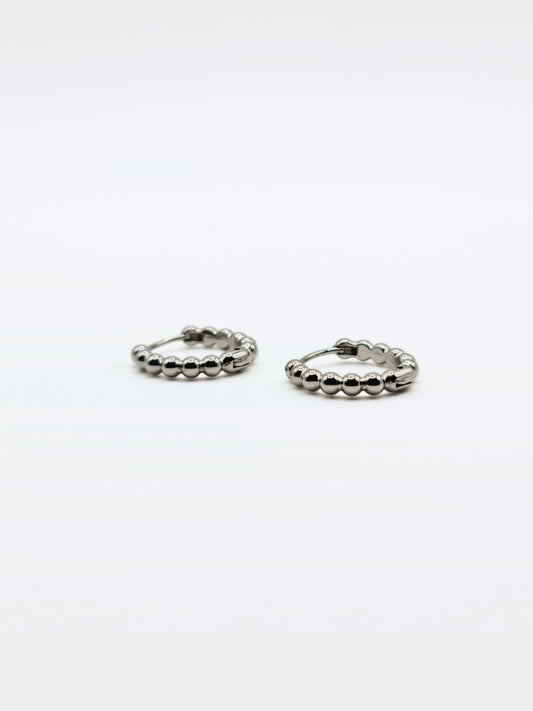 The Bonnie Essentials Silver Finish Tarnish-Free Beaded Huggie Hoop Earrings