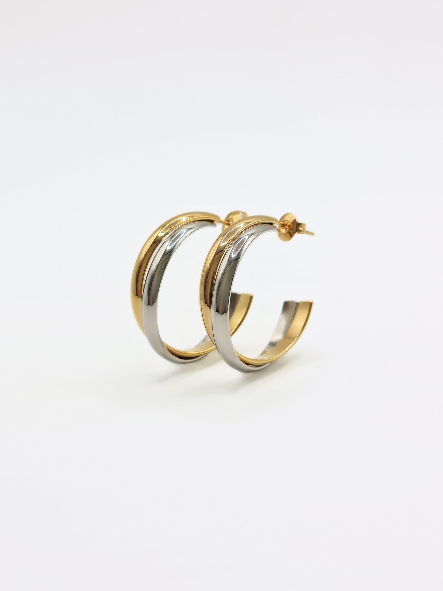 The Connection Two Tone Tarnish-Free Large Hoop Earrings