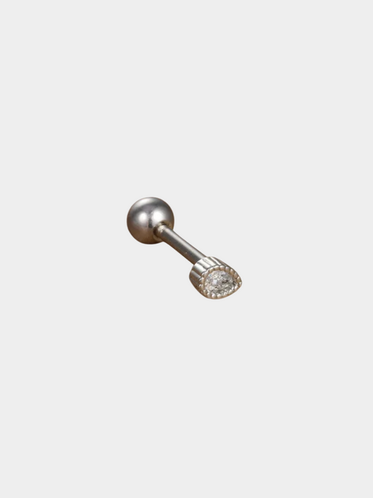 The Talisman Collection Silver Finish Tarnish-Free Crystal Teardrop Single Cartilage & Lobe Piercing Stud