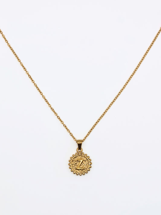 The Bali Collection 'Z' Initial 18k Gold Plated Stainless Steel Ball Trim Pendant Necklace.