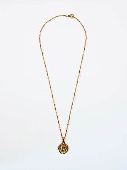 The Talisman Collection 'C' Initial 18k Gold Plated Stainless Steel Ball Trim Pendant Necklace.