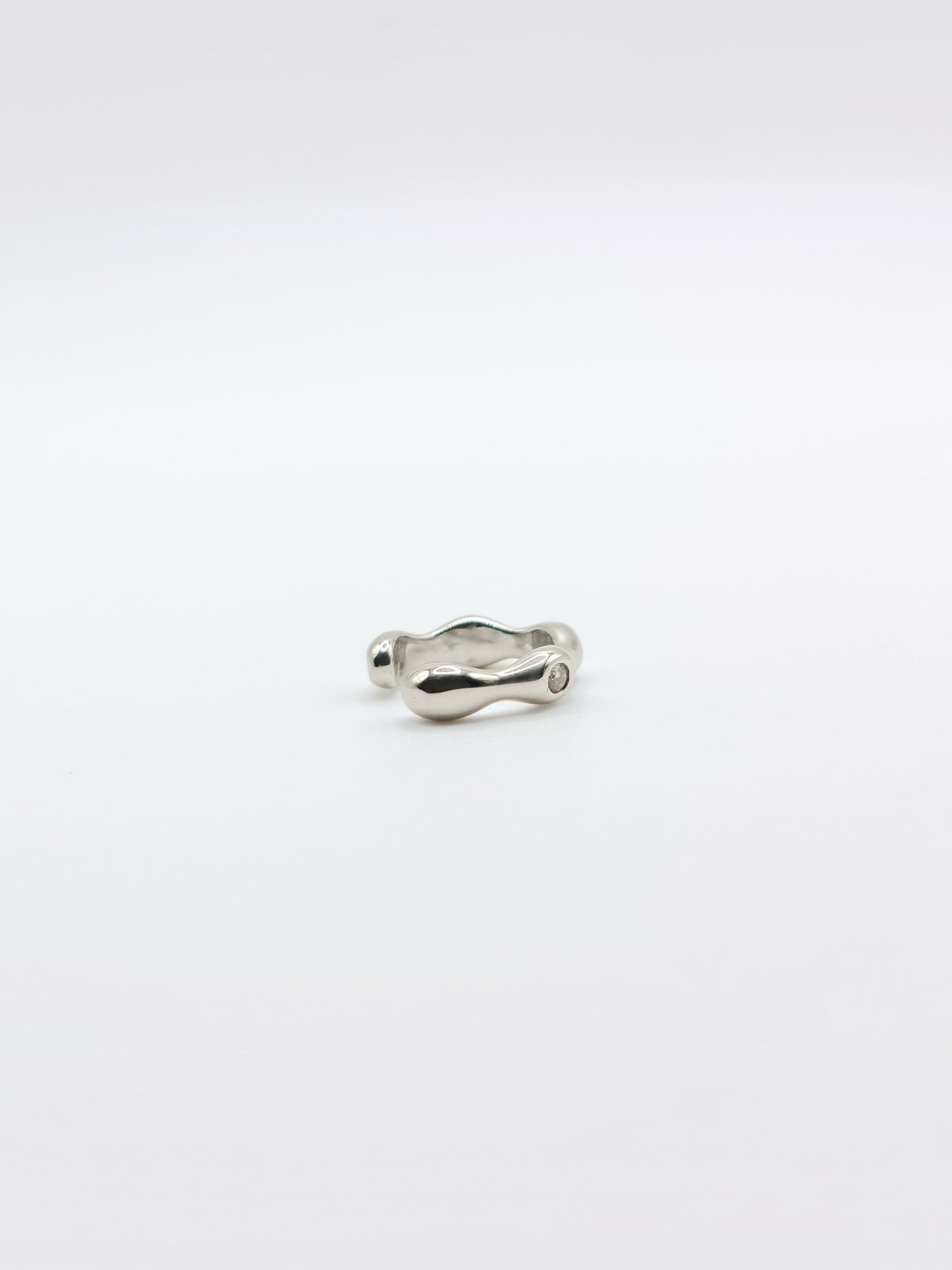 The Wave Silver Finish Tarnish-Free Crystal Ear Cuff