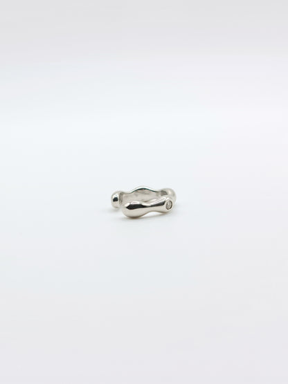 The Wave Silver Finish Tarnish-Free Crystal Ear Cuff