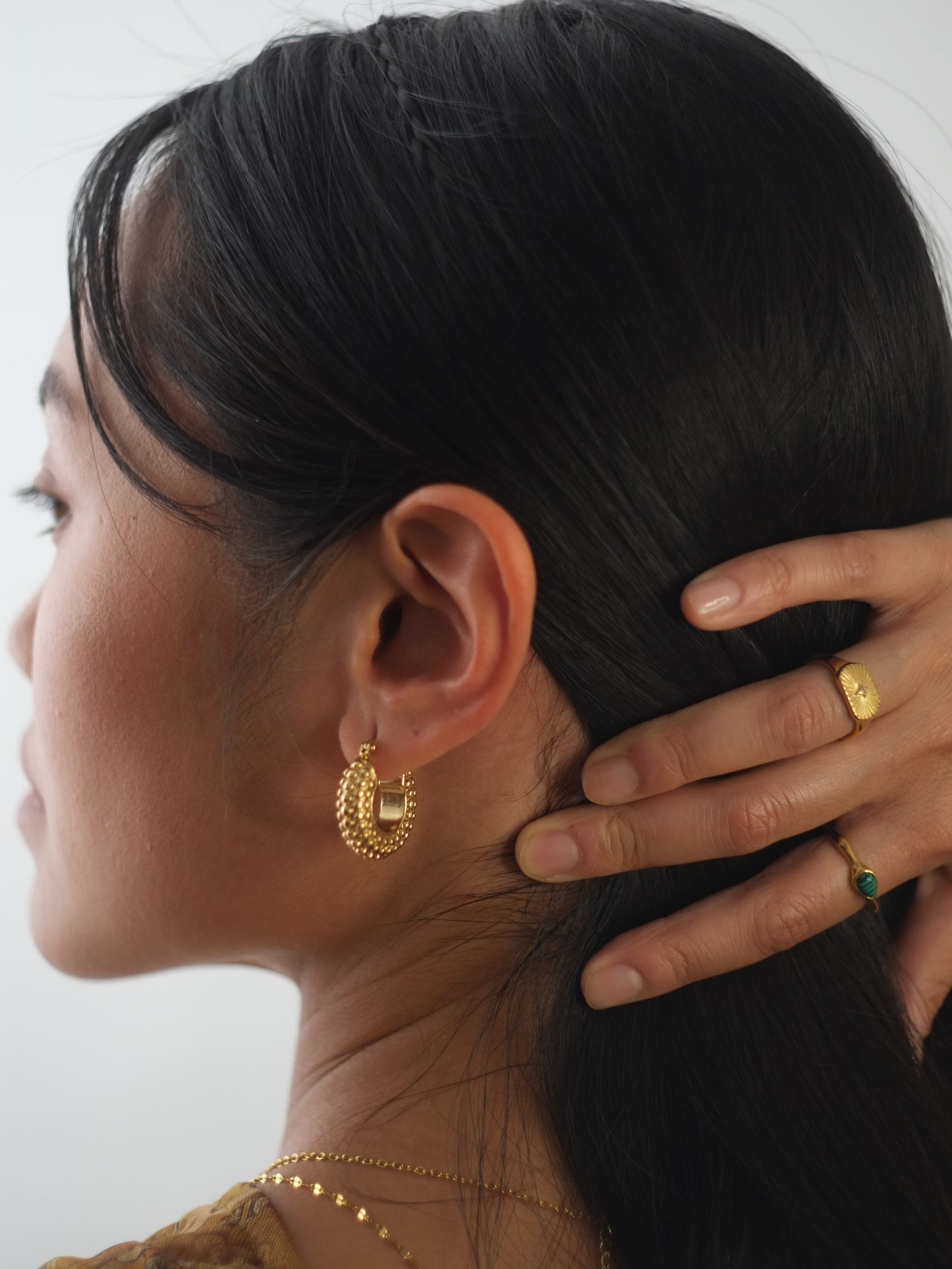 The Talisman Collection 18k Gold Plated Tarnish-Free Beaded Chunky Hoop Earrings
