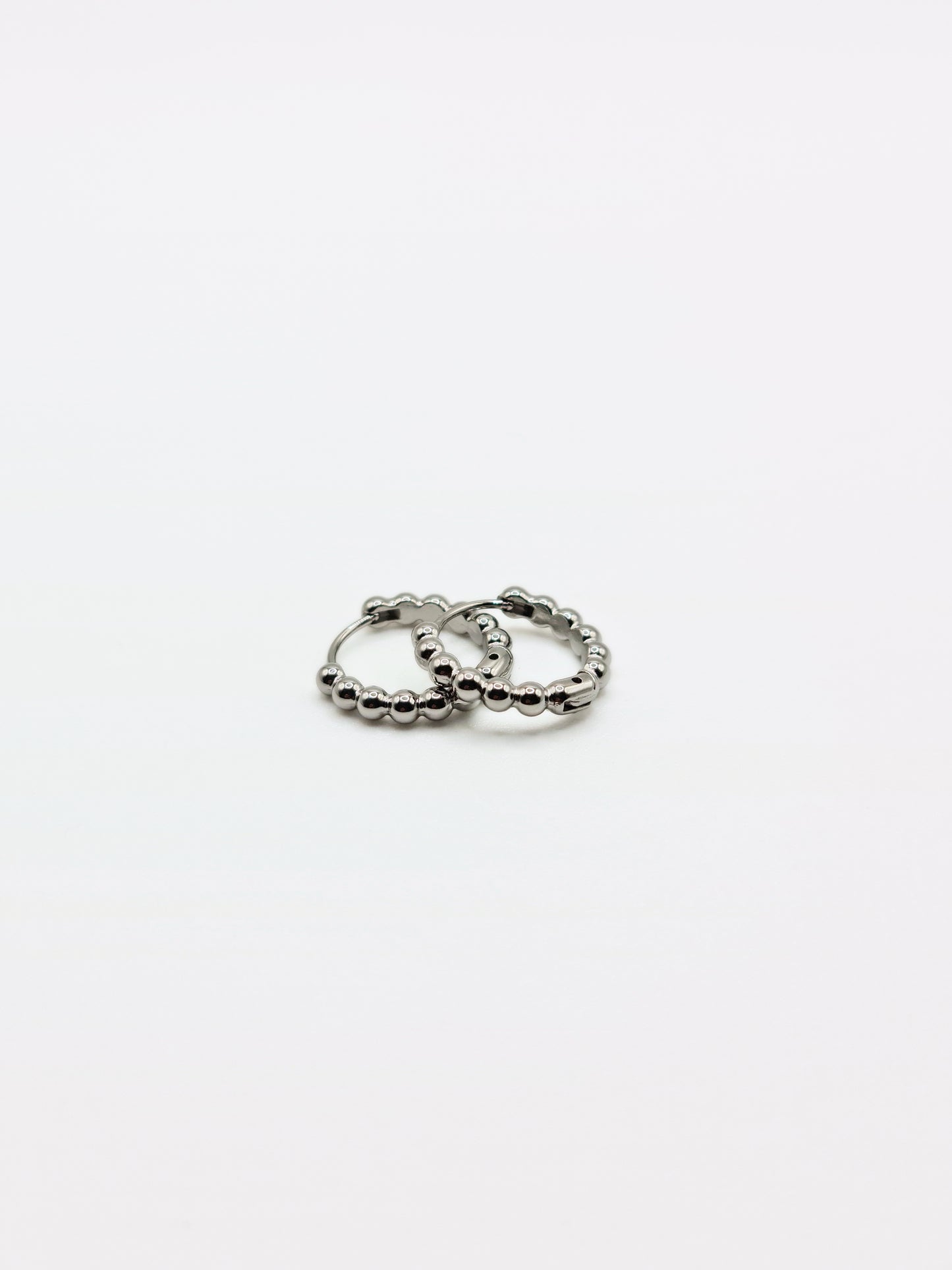 The Bonnie Essentials Silver Finish Tarnish-Free Beaded Huggie Hoop Earrings