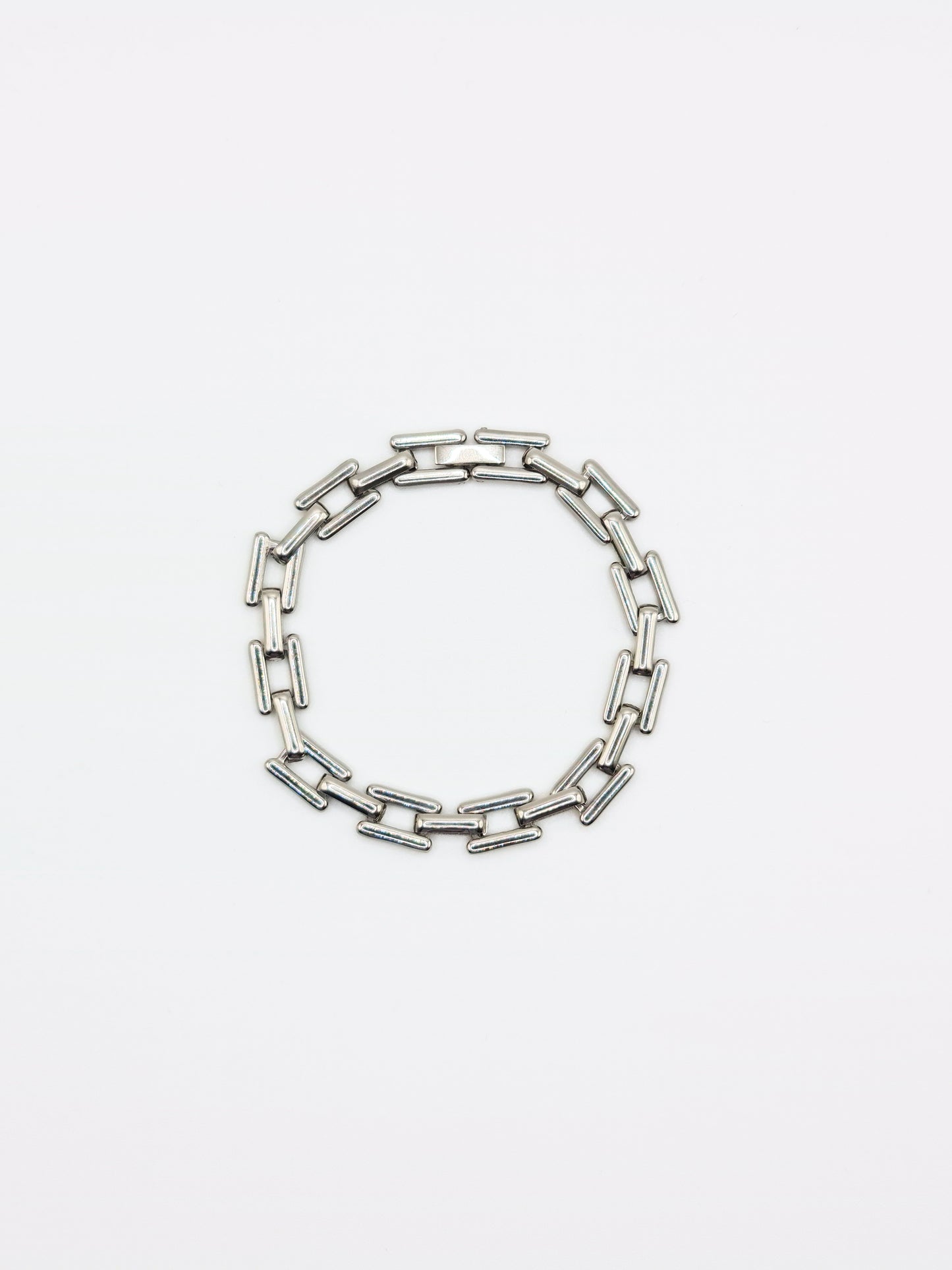 The Spencer Silver Finish Tarnish-Free Square Link Chain Bracelet