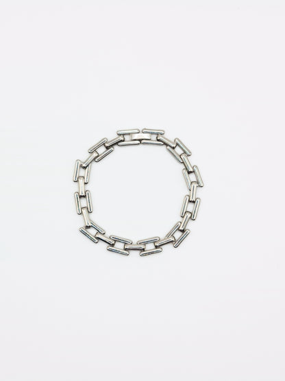The Spencer Silver Finish Tarnish-Free Square Link Chain Bracelet