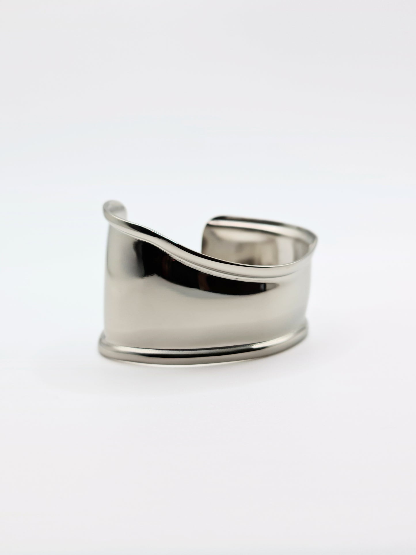 The Delphi Silver Finish Stainless Steel Abstract Cuff Bracelet