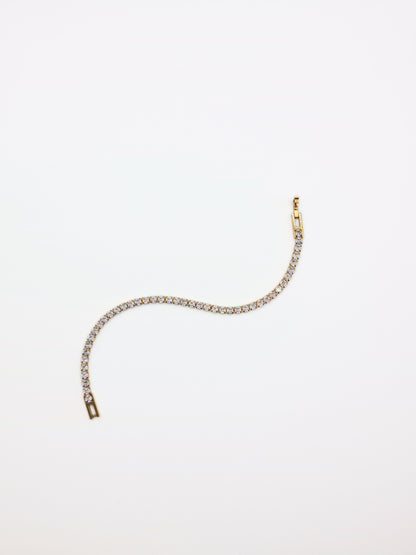 The Tory 18k Gold Plated Tarnish-Free Cubic Zirconia Crystal Tennis Chain Bracelet