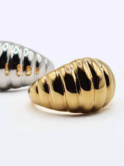 The Pendour 18k Gold Plated Tarnish-Free Ridged Dome Ring