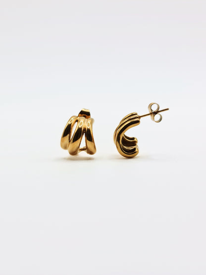 The Triad 18k Gold Plated Tarnish-Free Triple Stud Earrings