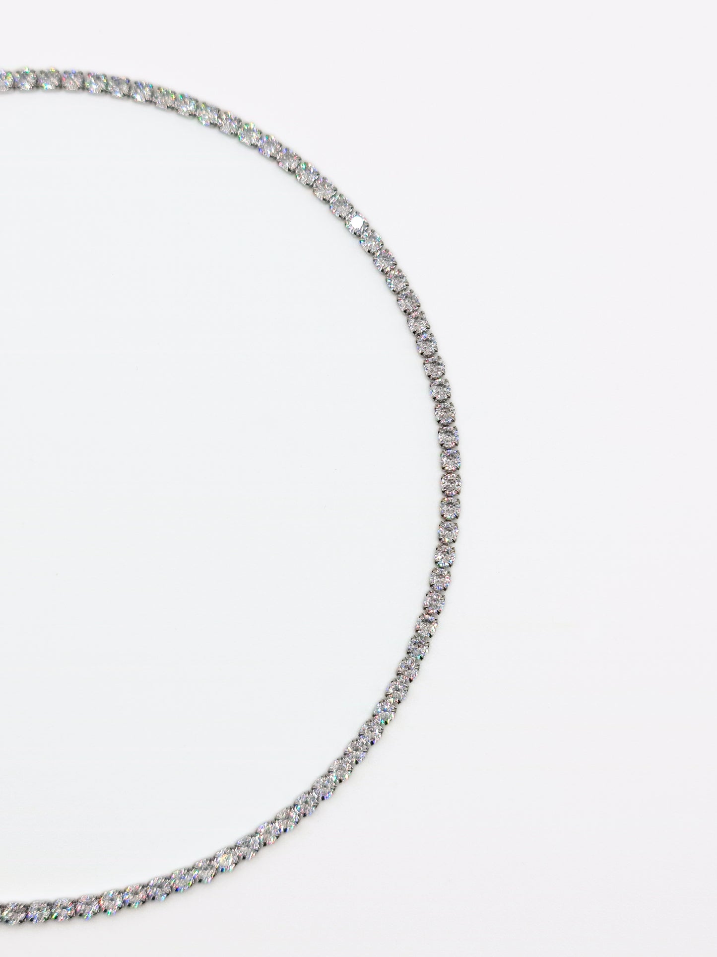 The Tory Silver Finish Tarnish-Free Cubic Zirconia Crystal Tennis Chain Necklace