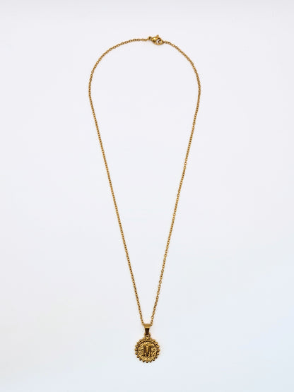 The Talisman Collection 'M' Initial 18k Gold Plated Stainless Steel Ball Trim Pendant Necklace.