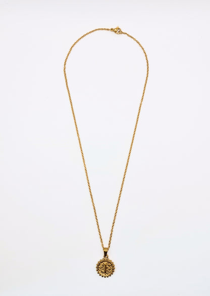 The Talisman Collection 'I' Initial 18k Gold Plated Stainless Steel Ball Trim Pendant Necklace.
