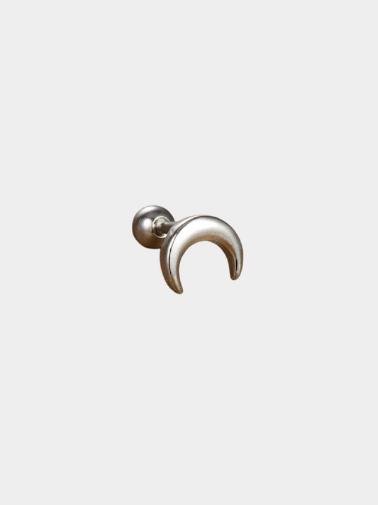 The Talisman Collection Silver Finish Tarnish-Free Horn Moon Single Cartilage & Lobe Piercing Stud
