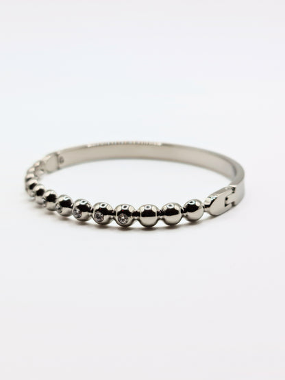The Talisman Collection Silver Finish Tarnish-Free Beaded Crystal  Bangle Bracelet