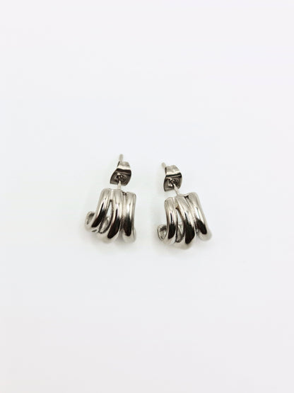 The Triad Silver Finish Tarnish-Free Triple Stud Earrings