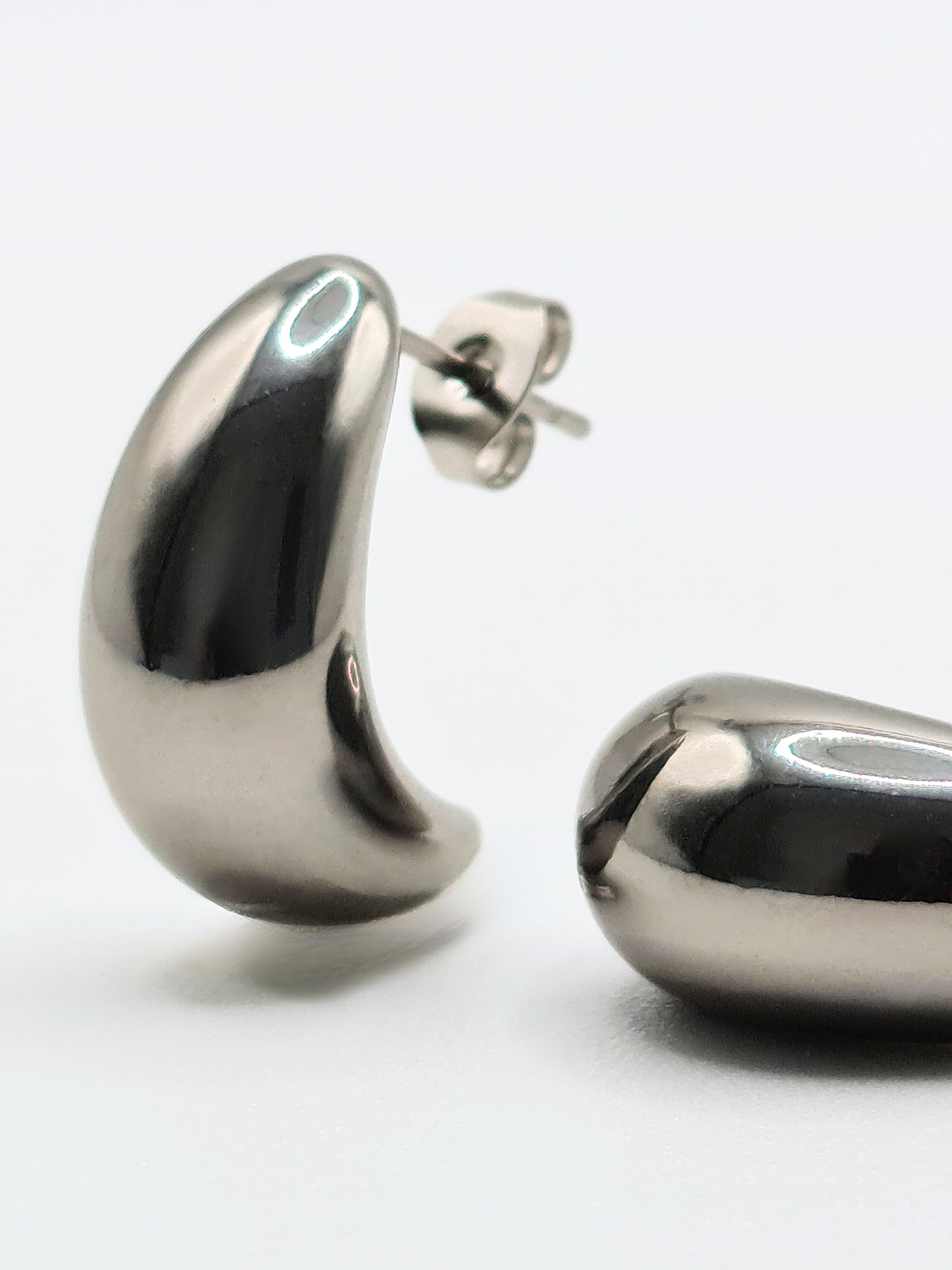 The Teardrop Silver Finish Tarnish-Free Statement Stud Earrings