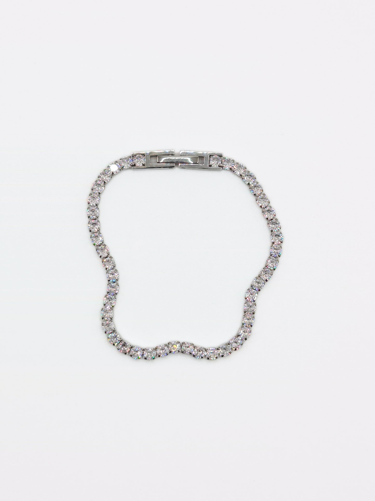 The Tory Silver Finish Tarnish-Free Cubic Zirconia Crystal Tennis Chain Bracelet
