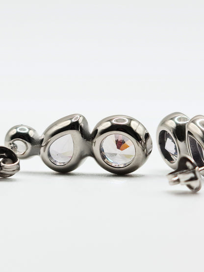 The Quartz Silver Finish Tarnish-Free Bezel Crystal Stud Earrings