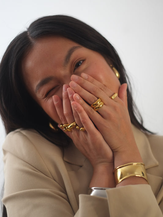 The Barrel 18k Gold Plated Tarnish-Free Ridged Band Ring