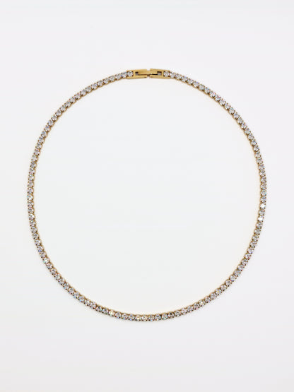 The Tory 18k Gold Plated Tarnish-Free Cubic Zirconia Crystal Tennis Chain Necklace