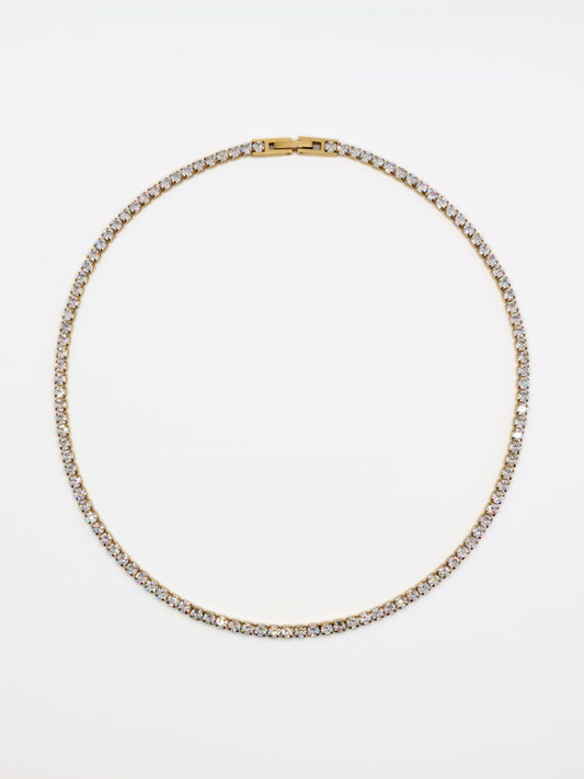 The Tory 18k Gold Plated Tarnish-Free Cubic Zirconia Crystal Tennis Chain Necklace