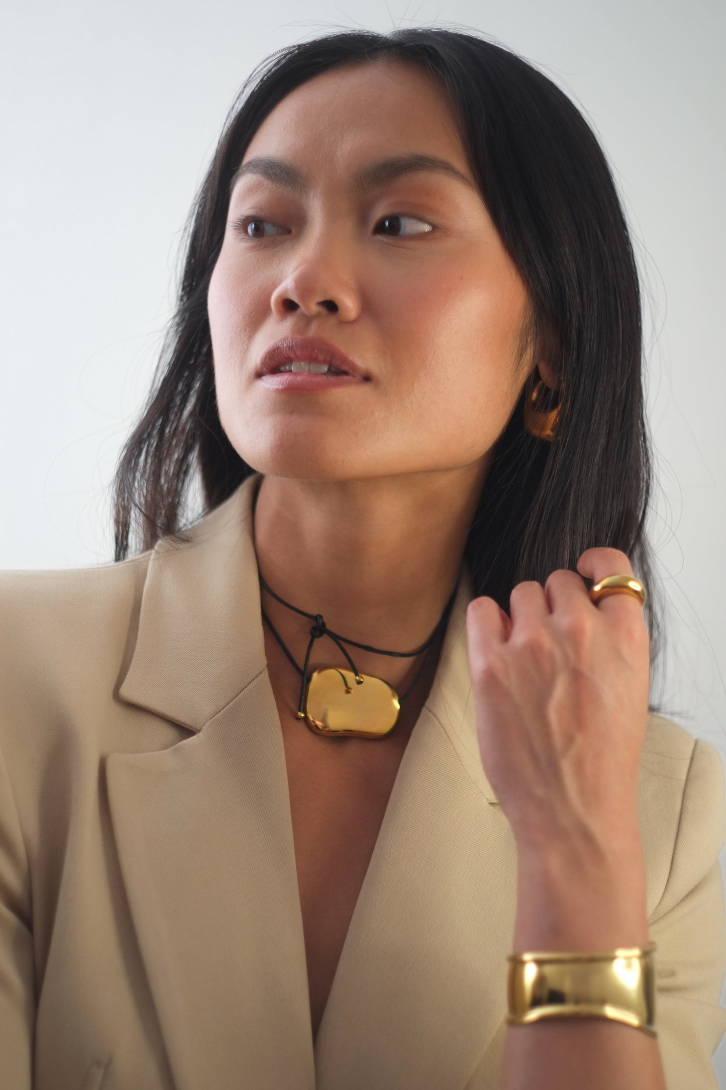 The Hepworth 18k Gold Plated Tarnish-Free Metal Plate Rope Tie Necklace