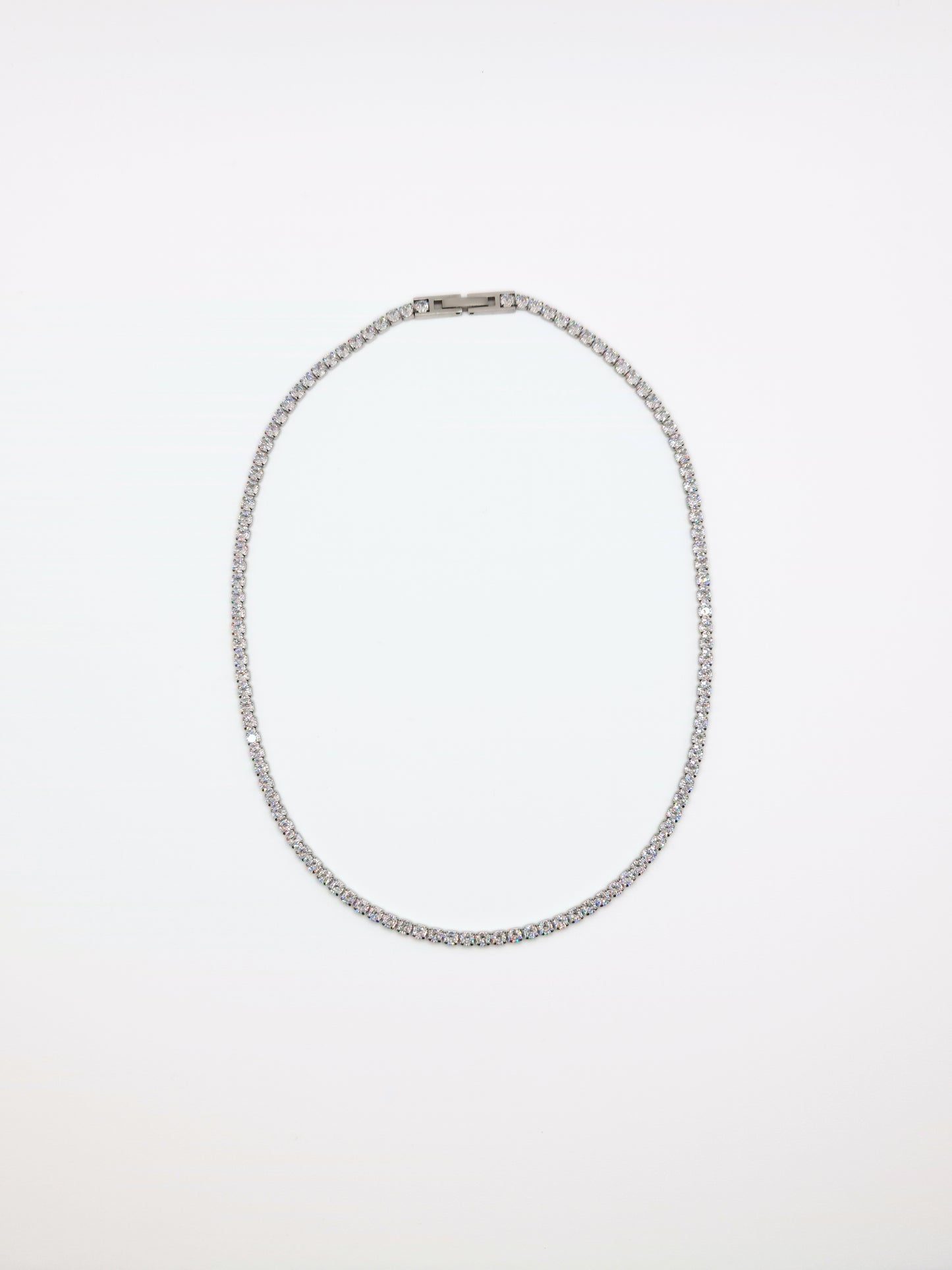 The Tory Silver Finish Tarnish-Free Cubic Zirconia Crystal Tennis Chain Necklace