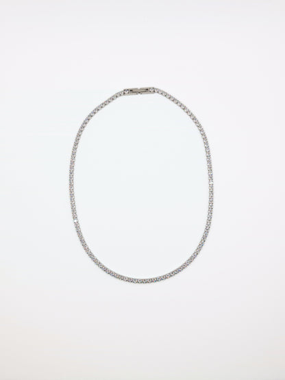 The Tory Silver Finish Tarnish-Free Cubic Zirconia Crystal Tennis Chain Necklace