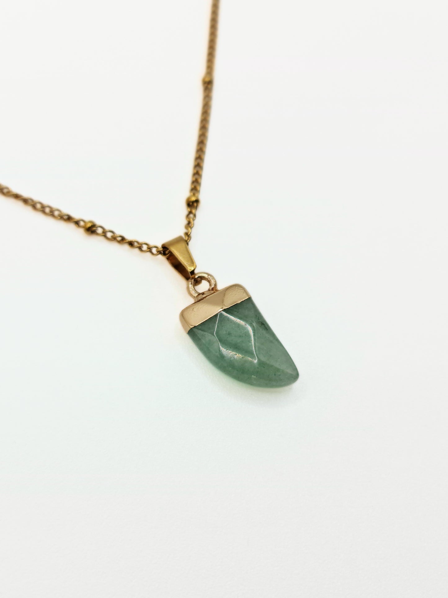 The Talisman Collection Jade Natural Stone 18k Gold Plated Semi Precious Horn Pendant Necklace