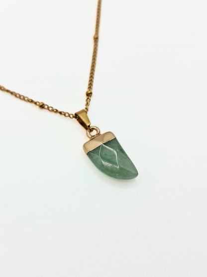 The Talisman Collection Jade Natural Stone 18k Gold Plated Semi Precious Horn Pendant Necklace