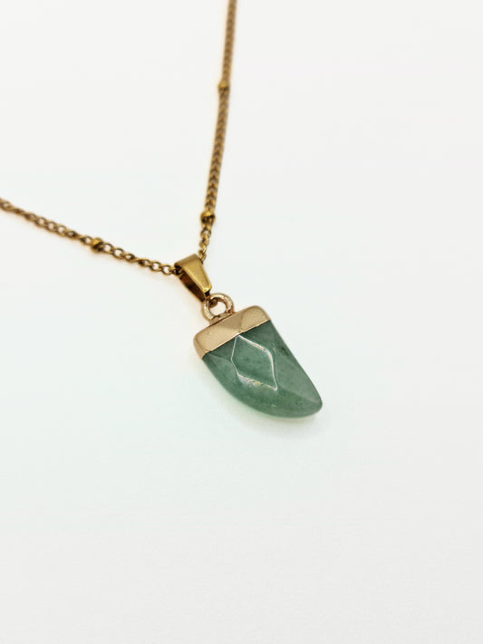 The Talisman Collection Jade Natural Stone 18k Gold Plated Semi Precious Horn Pendant Necklace