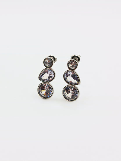 The Quartz Silver Finish Tarnish-Free Bezel Crystal Stud Earrings