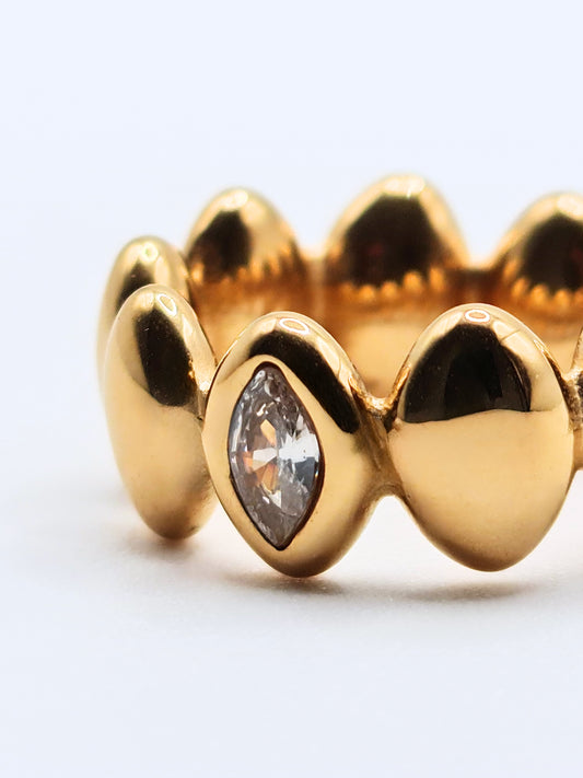 The Talisman Collection 18k Gold Plated Tarnish-Free Crystal Spear Band Ring