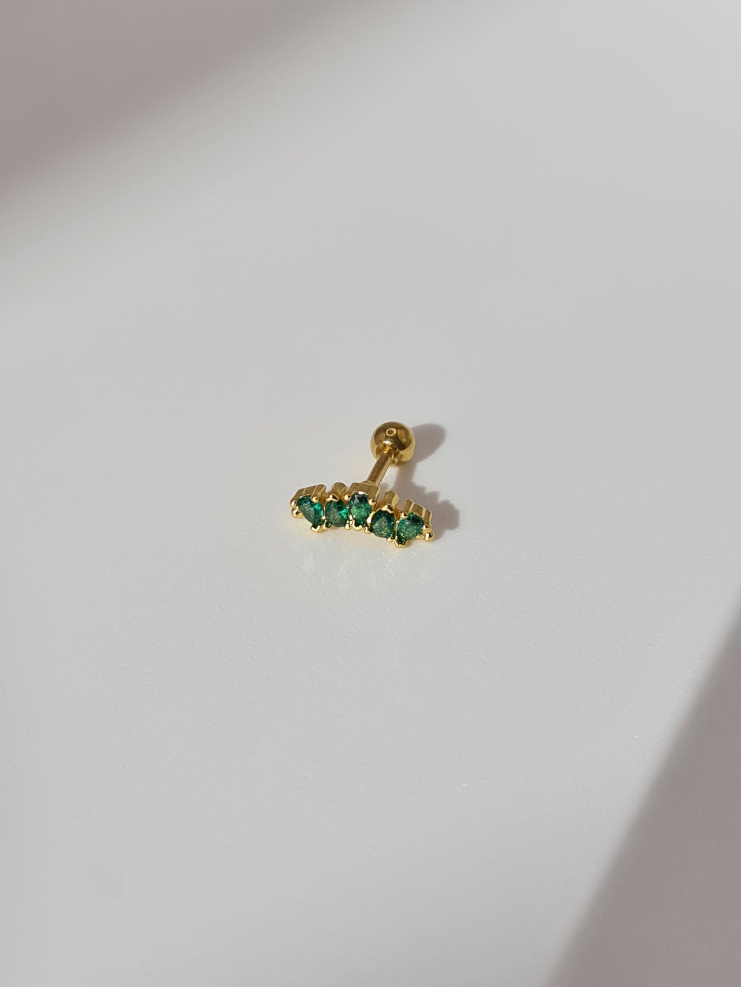 The Rowan 18k Gold Plated Stainless Steel Emerald Cubic Zirconia Ear Climber Cartilage Lobe Stud Earring.