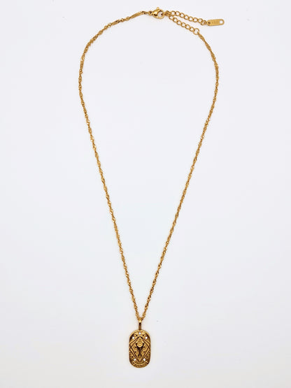 The Kiki Taurus 18k Gold Plated Stainless Steel Zodiac Starsign Crystal Necklace.