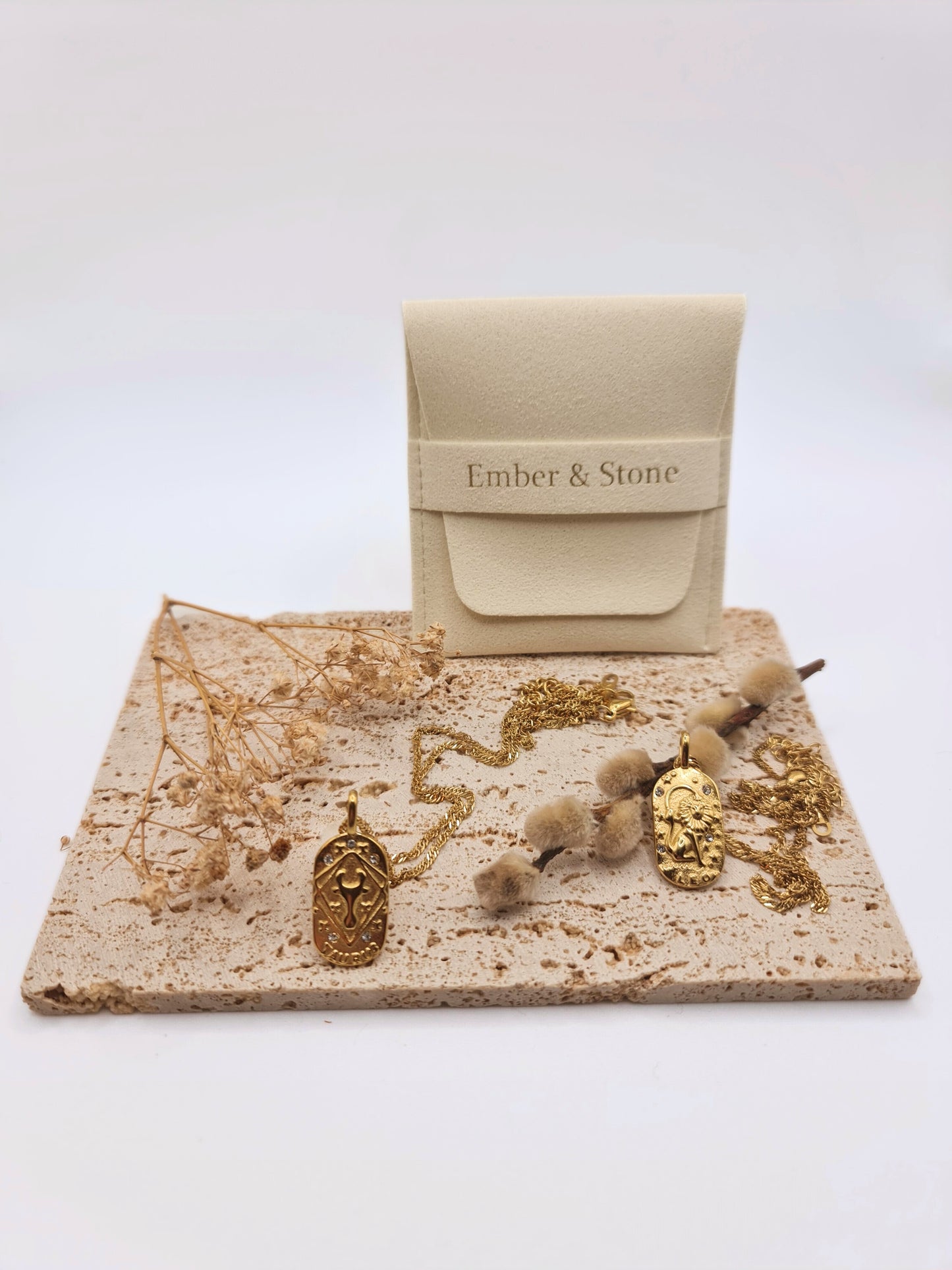 The Kiki Taurus 18k Gold Plated Stainless Steel Zodiac Starsign Crystal Necklace.