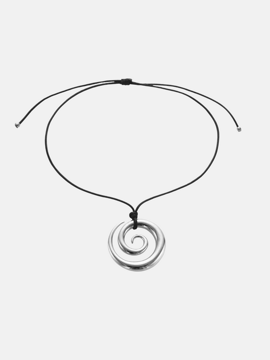 The Mykonos Silver Finish Spiral Pendant Rope Necklace- Waterproof & Tarnish Free